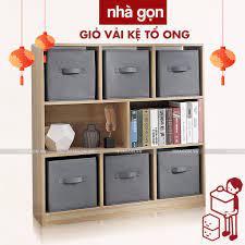 Kệ sách gỗ tổ ong vân gỗ 4 tầng