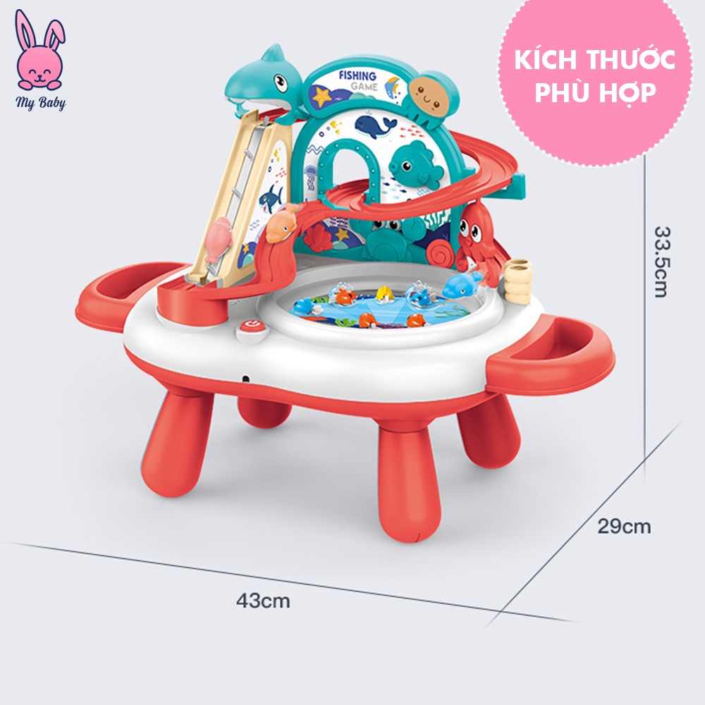 Đồ Chơi Câu Cá Cho Bé Cầu Trượt Mô Hình Thác Nước Có Đèn Có Nhạc Có Nước, Tặng kèm 3 pin AA, Mybaby