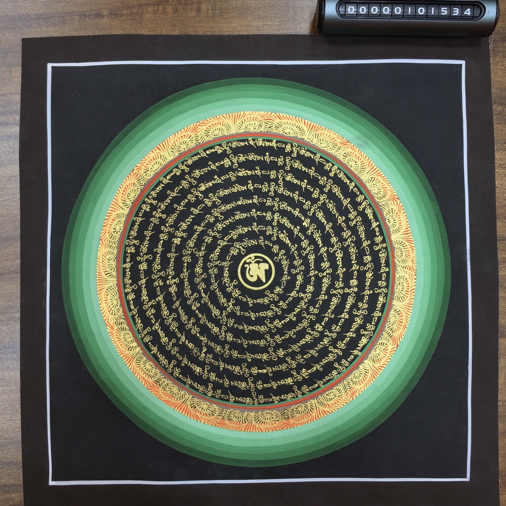 Tranh Mandala Kalachakra Vẽ Tay Nepal Kích Thước Lòng Tranh 30x30cm