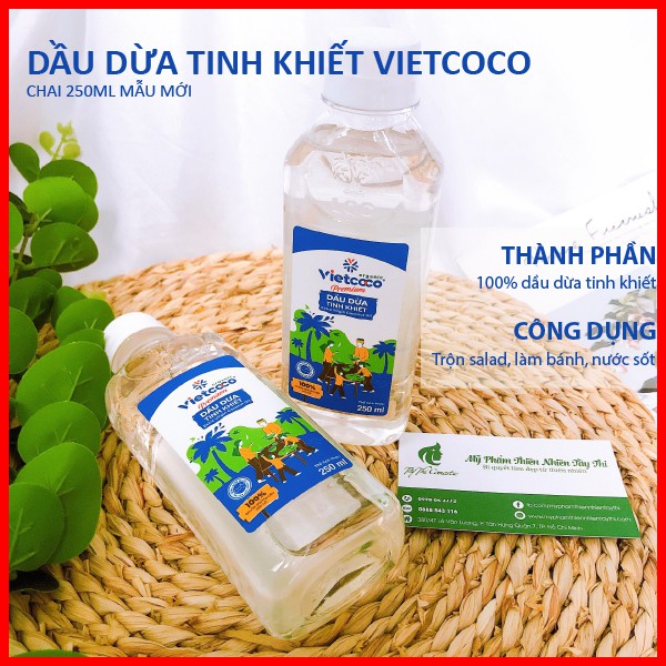 Dầu Dừa Tinh Khiết Vietcoco Chai 250ml Mẫu Mới