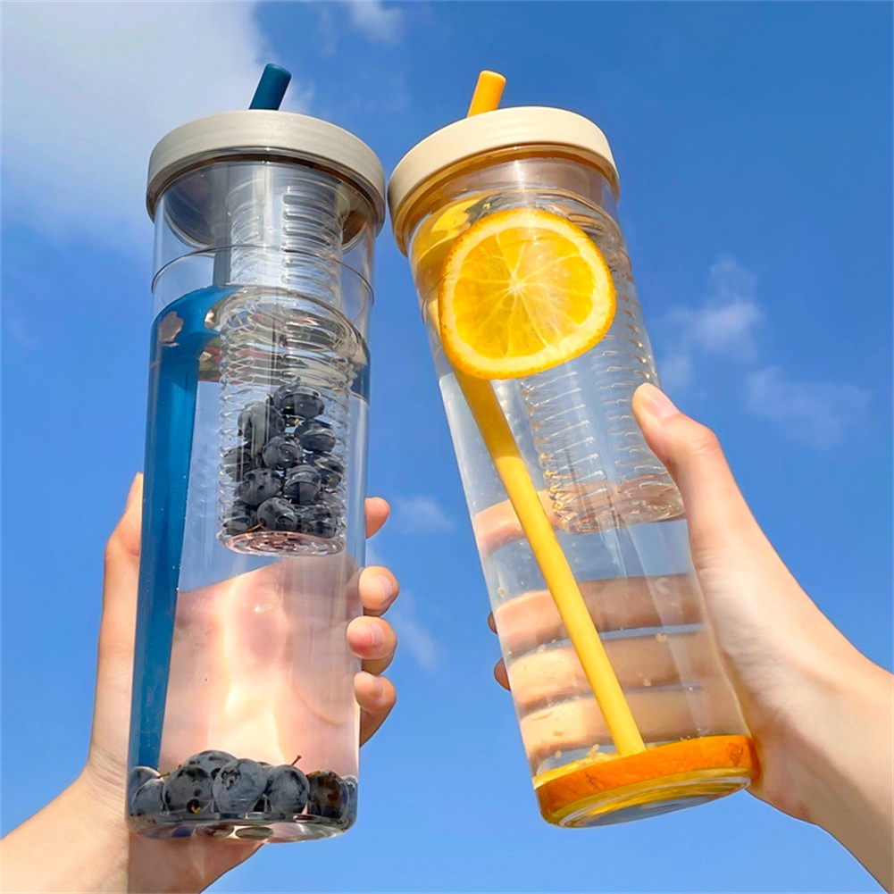 Bình Nước 700Ml Cốc Nước Trái Cây Có Ống Hút Cho Thể Thao Ngoài Trời Không Chứa Bpa