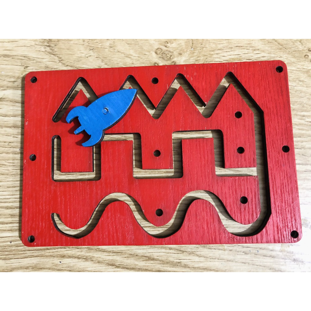 Bảng Mê Cung Gỗ Tìm Đường Zic Zac Tàu Vũ Trụ, Phụ Kiện Bảng Bận Rộn Busyboard