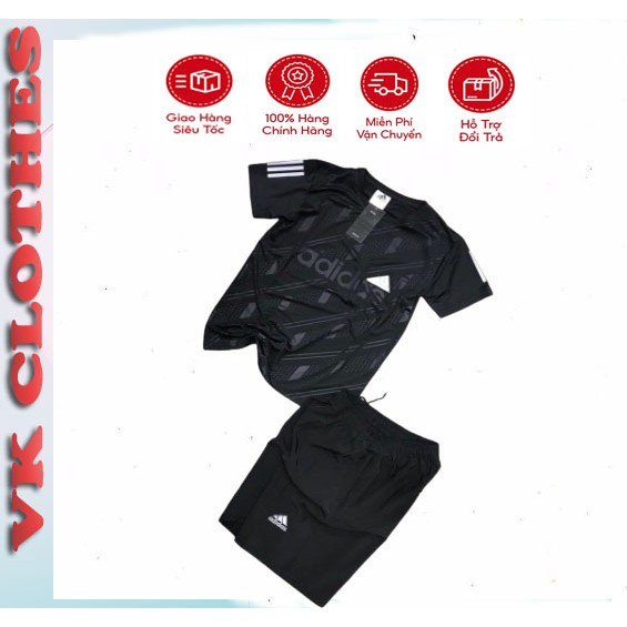 Bộ Hè Nam, Bộ Thể Thao Nam Adidas Cộc tay chất liệu thun lạnh mềm mịn -BN01