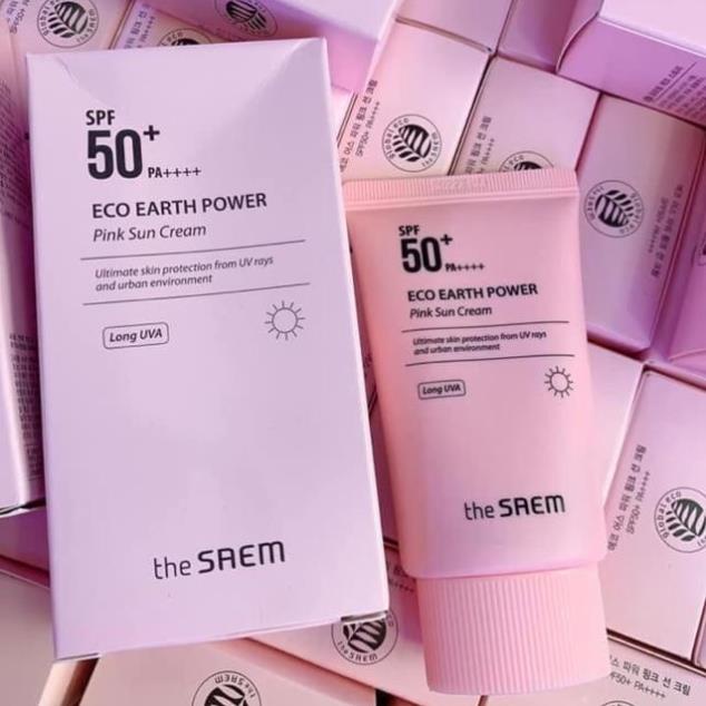 [CHÍNH HÃNG] Kem chống nắng The Saem Eco Earth Pink Sun Cream 50g + Kem chống nắng Pink 50g | BigBuy360 - bigbuy360.vn