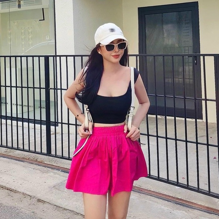 Set áo 2 dây bản to quần đùi hồng đồ bộ nữ sexy VL10102