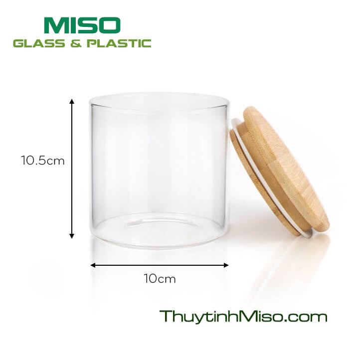 Hũ thủy tinh borosilicate nắp gỗ tre cao cấp 700ml, 1 Lít, 1.4 giá KM