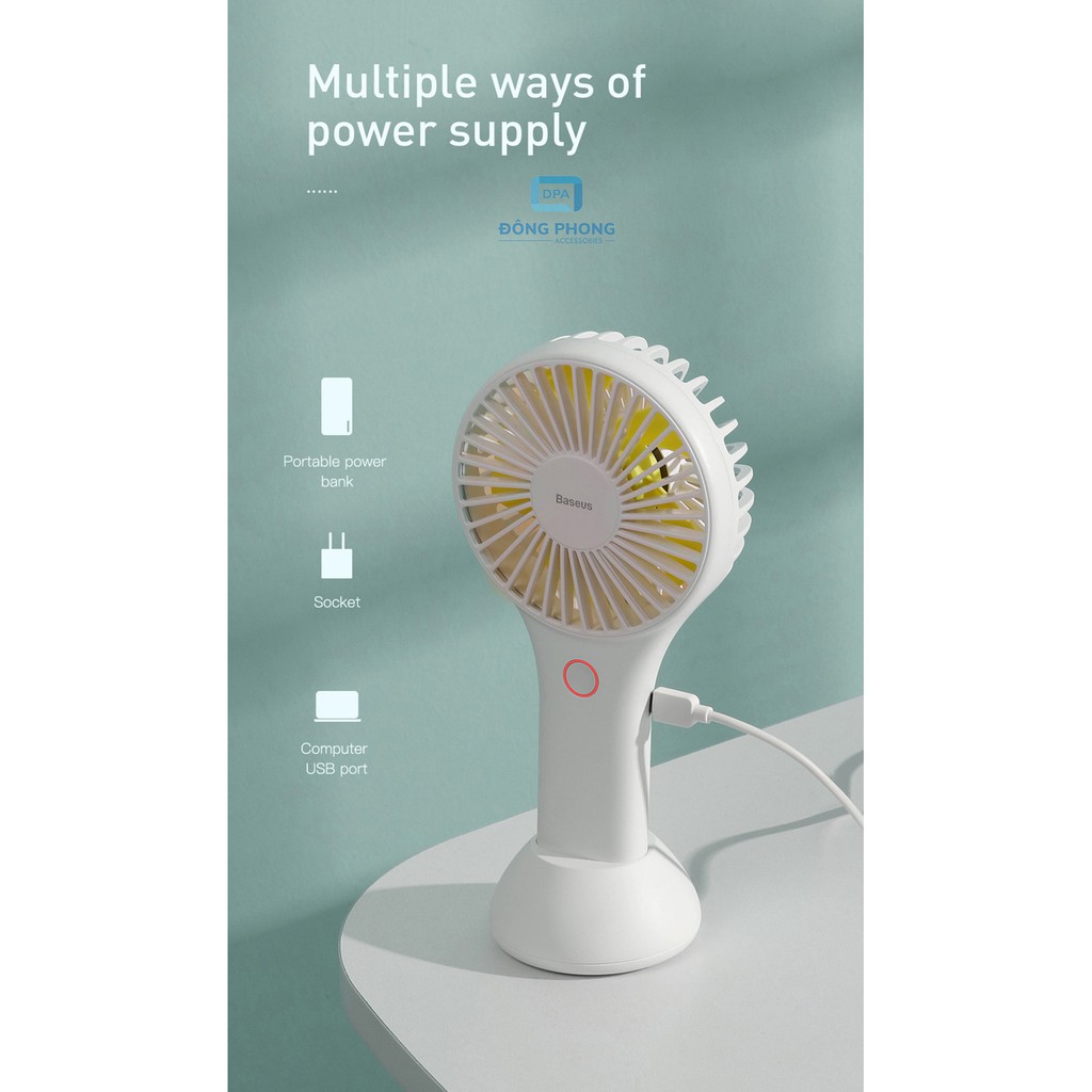Quạt Mini Cầm Tay Baseus Bingo 3 Chế Độ Làm Mát, Pin 1800mAh Có Chân Đế Để Bàn | BigBuy360 - bigbuy360.vn