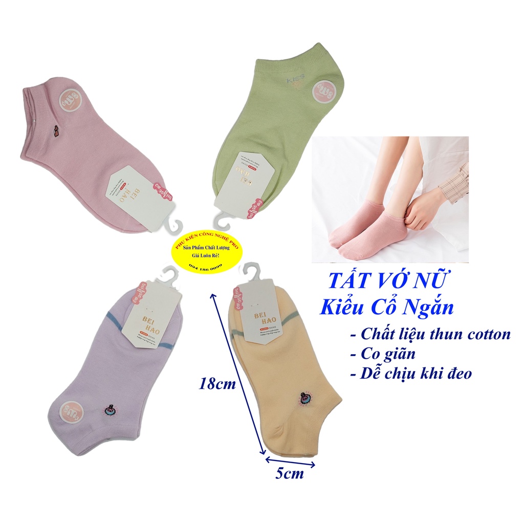 Tất vớ nữ Kiểu cổ ngắn Beihao Women Socks In hình bất kỳ Chất liệu cotton co giãn, Mềm mại, Bảo vệ đôi chân