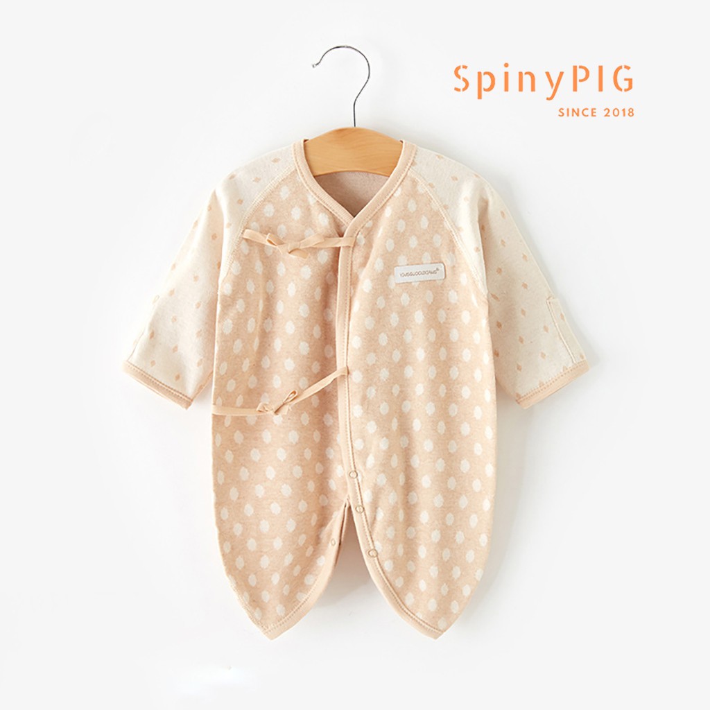 Quần áo sơ sinh 0-6 tháng 100% cotton hữu cơ tự nhiên không chất tẩy nhuộm hình cánh bướm buộc dây siêu đáng yêu