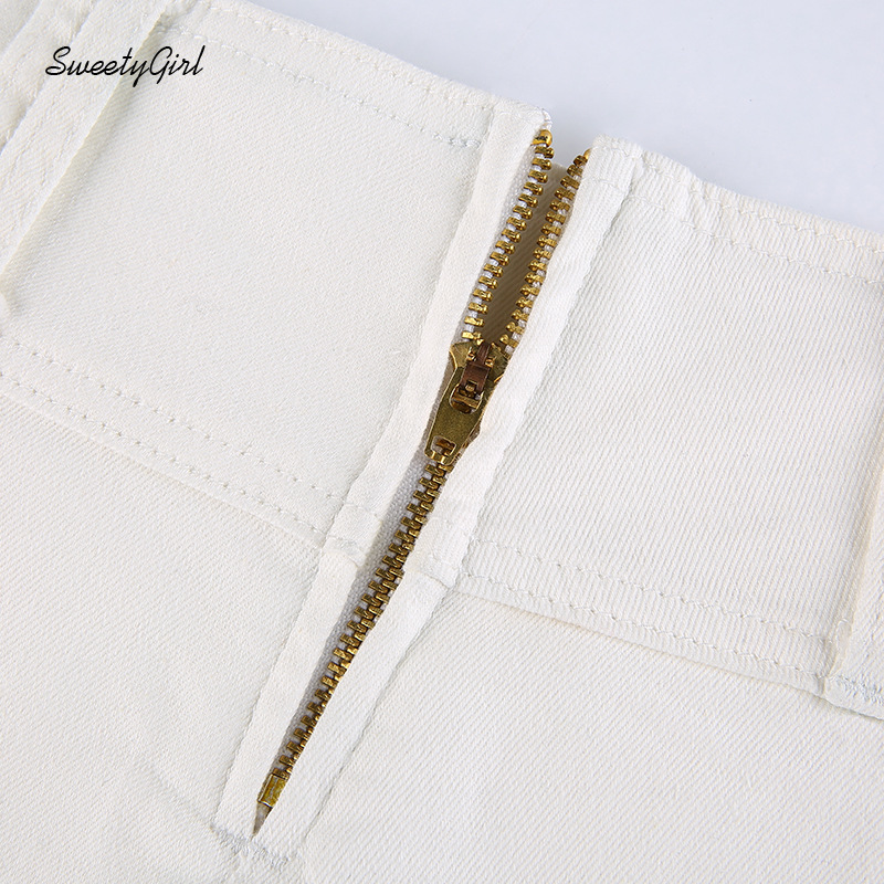 Chân váy jean màu trơn lưng cao thiết kế thời trang dành cho nữ