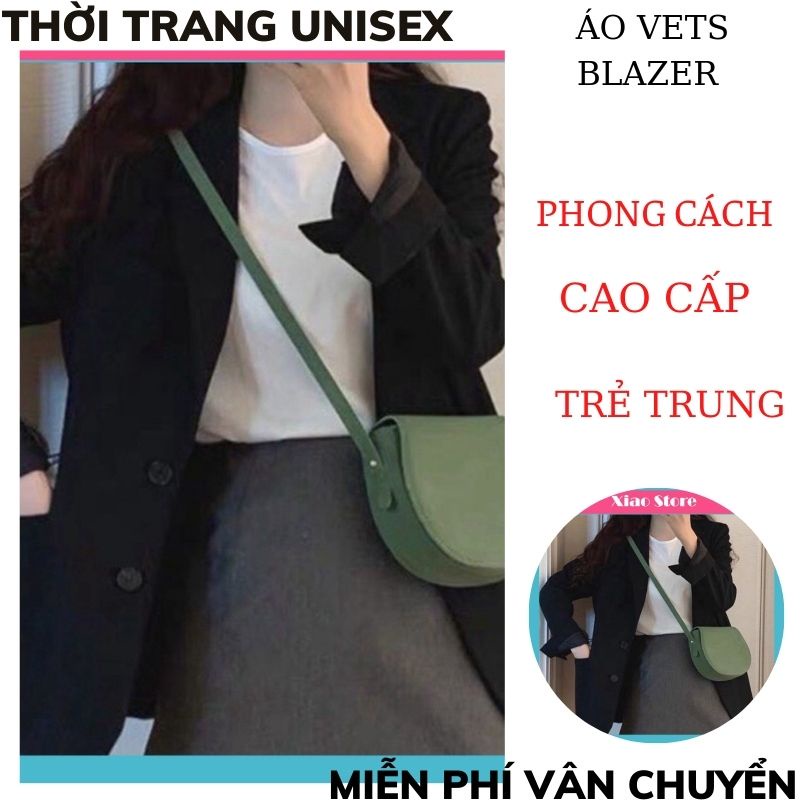 Áo blazer nữ khoác blazer dài tay ĐEN phong cách hàn quốc freesize chất liệu tuyết mưa thích hợp thời tiết thu đông