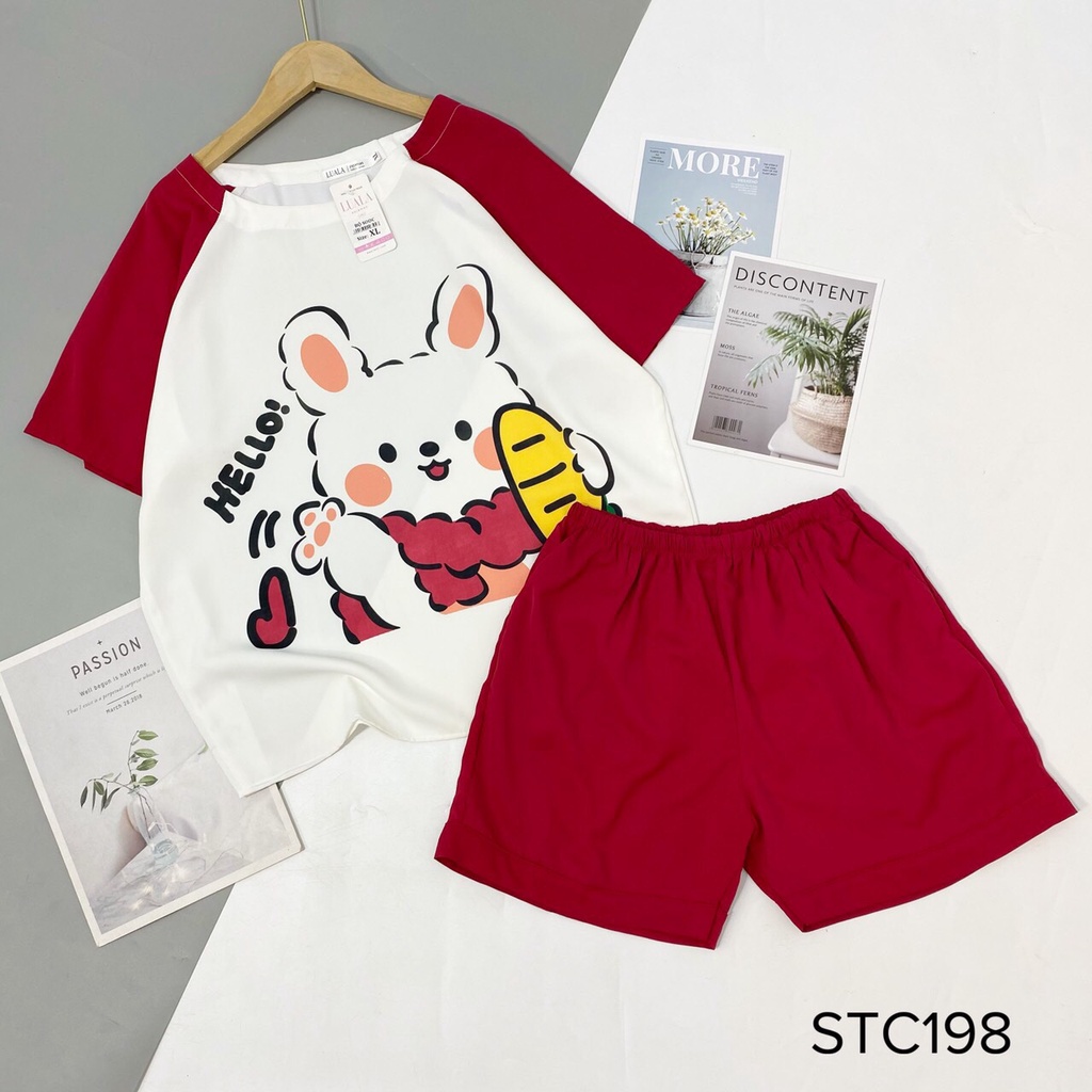 Bộ Pijama Cộc Đùi Lụa Mango Cao Câp - Bộ Mặc Nhà Cổ Tròn Chất Liệu Mềm Mịn Thoáng Mát