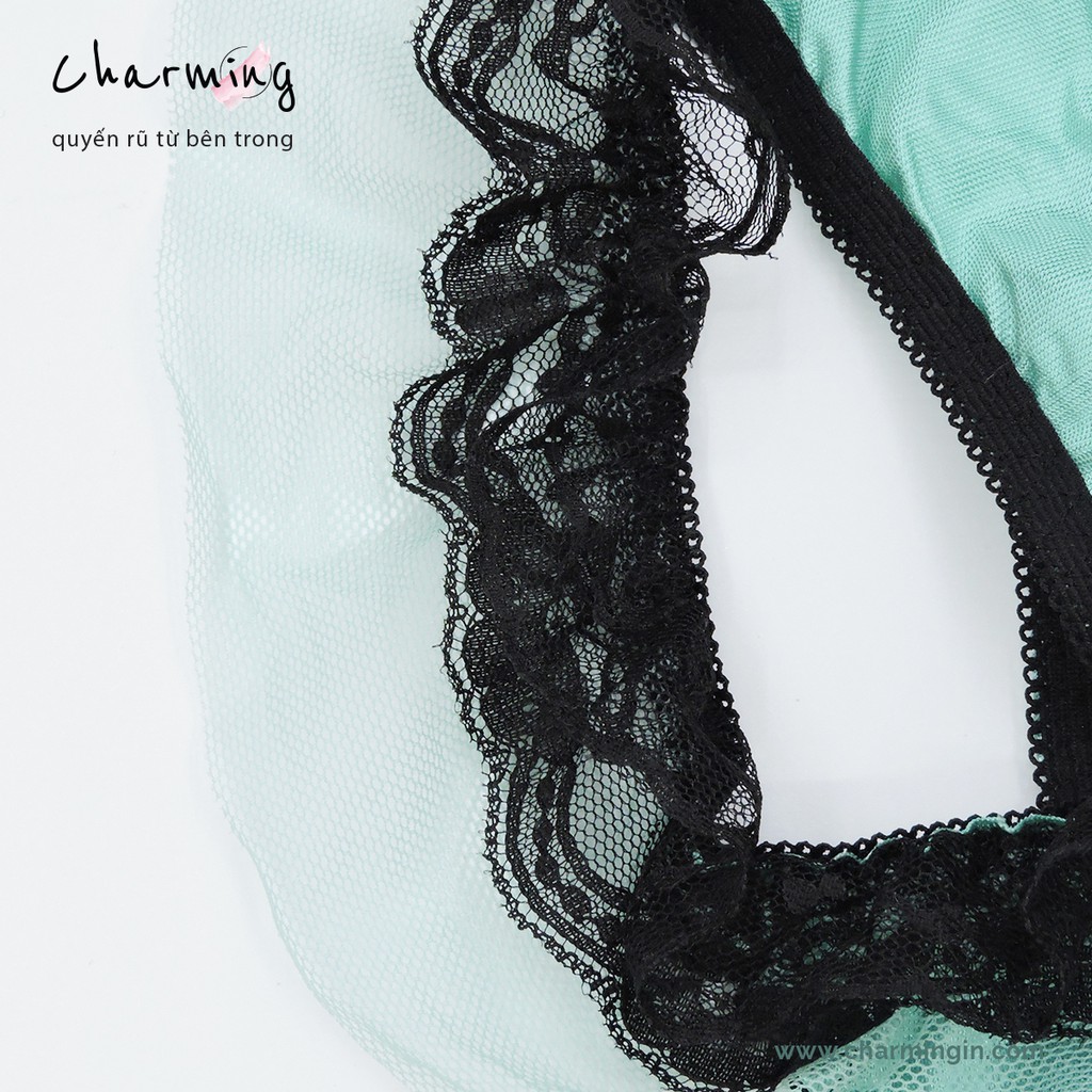 Quần lót T-back satin mịn  lưng ren co giãn siêu sexy - QLTB0008