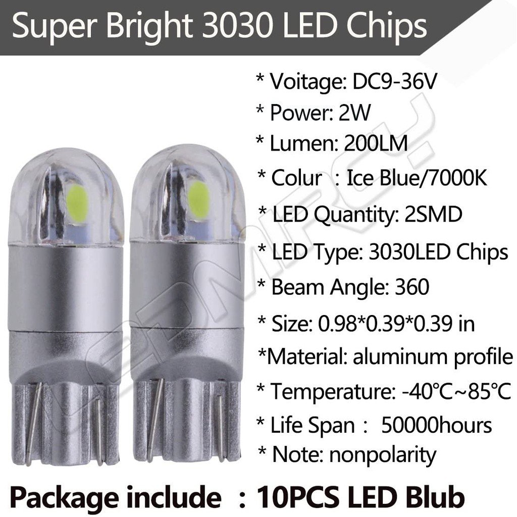 Bóng Đèn LED T10 Chip 3030 2SMD Thủy Tinh Đèn Sương Mù, Xi Nhan, Demi Ô Tô Xe Máy