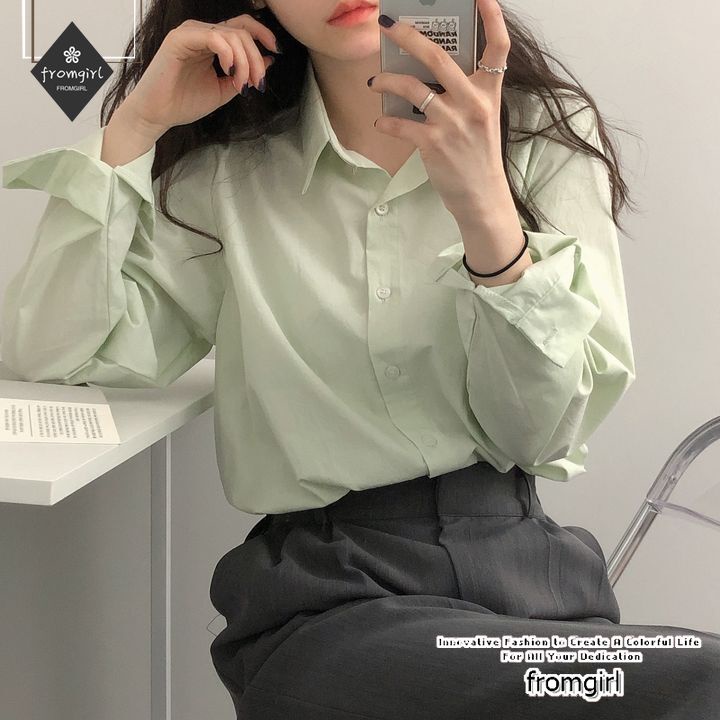 Áo Sơ Mi Dài Tay Thiết Kế Mới Thời Trang Mùa Hè Theo Phong Cách Hàn Quốc Cho Nữ