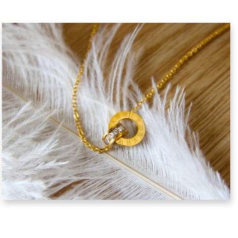 Lắc tay titan la mã lồng khoen đá zircon (màu trắng,vàng,vàng hồng) TT3241 - CAM KẾT KHÔNG BAY MÀU - BẢO HÀNH 12 THÁNG.