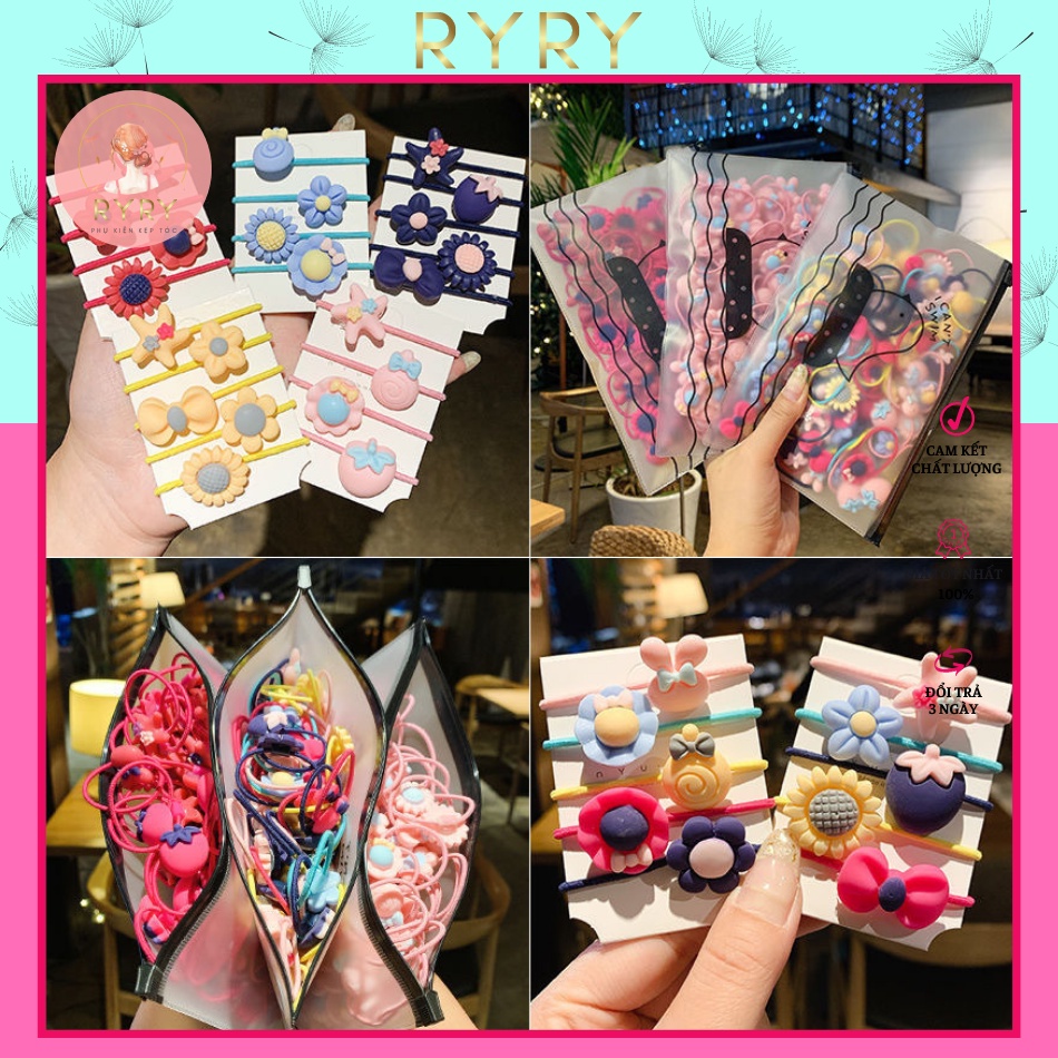 Sét Dây Cột Tóc Dây Buộc Tóc 20 Sợi Nhiều Kiểu Cute Cho Bé Gái Siêu Dễ Thương