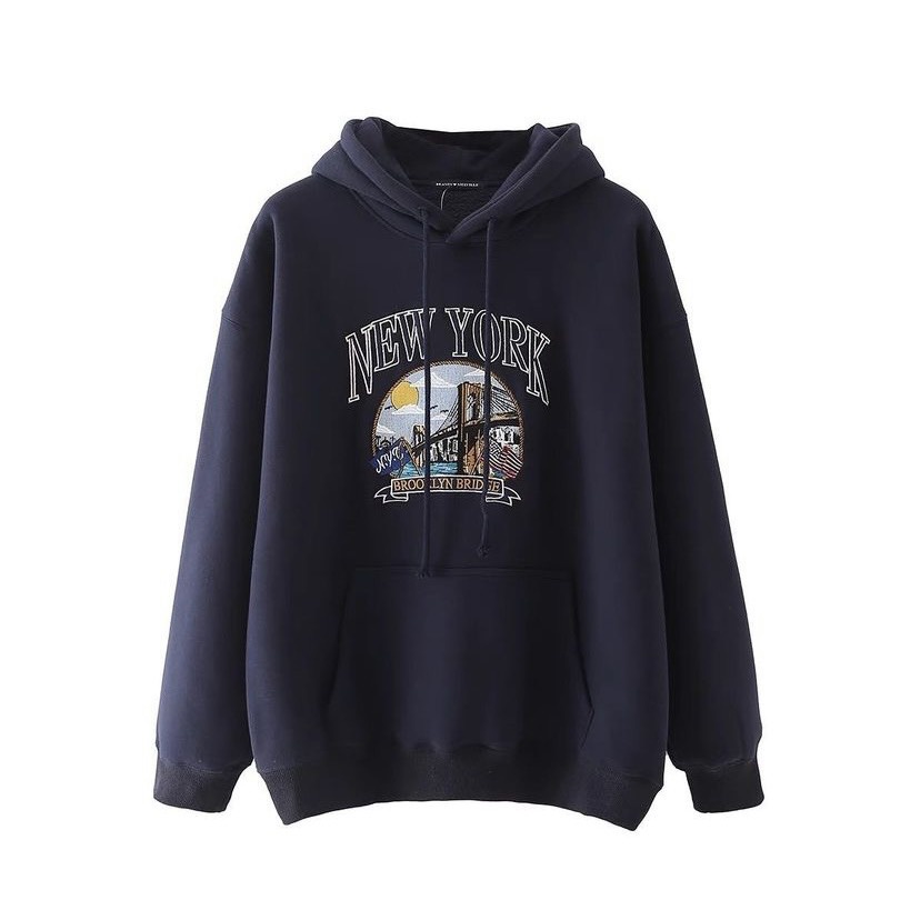 Áo nỉ NEW YORK BROOKLYN hoodie có mũ trùm đầu