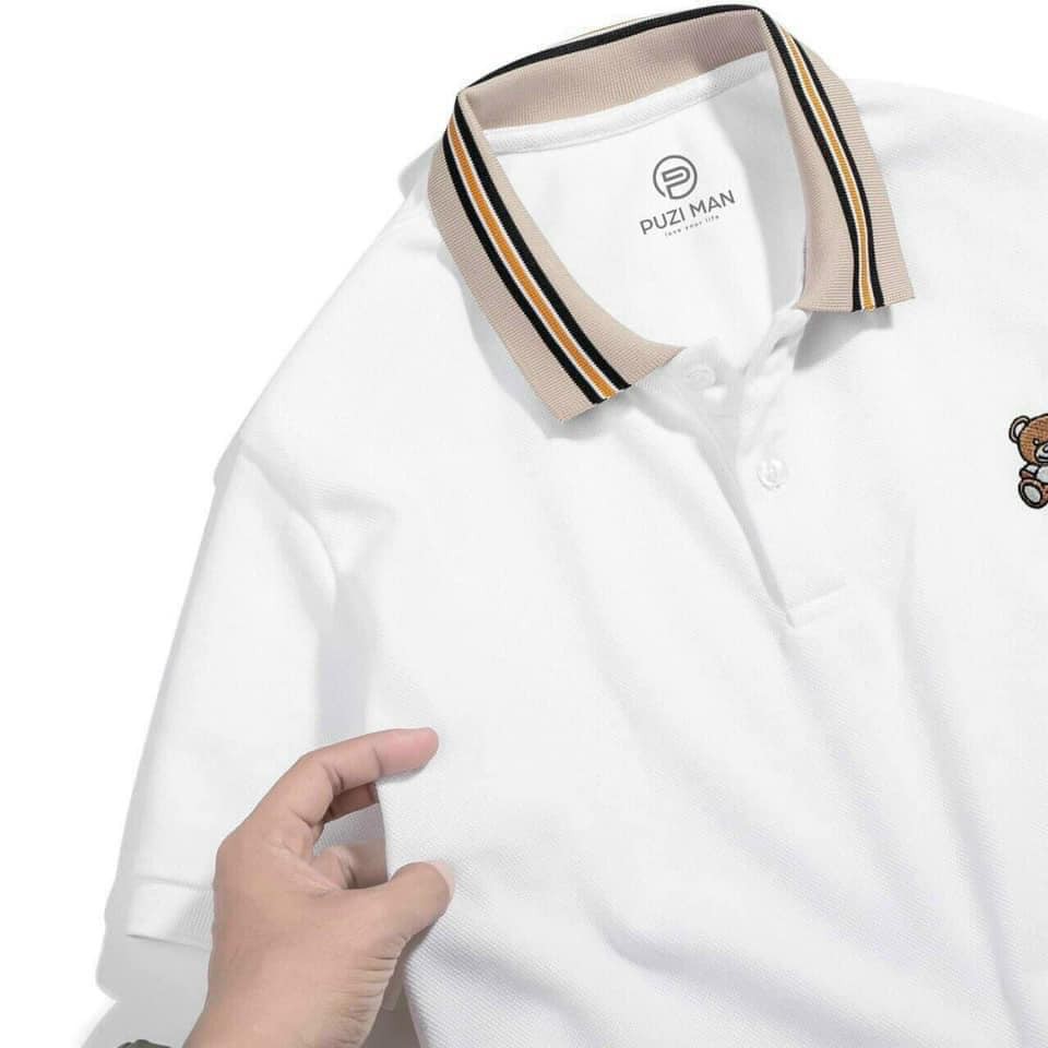 Áo Sơ Mi Cổ Bẻ Thêu Gấu Xuất Xịn