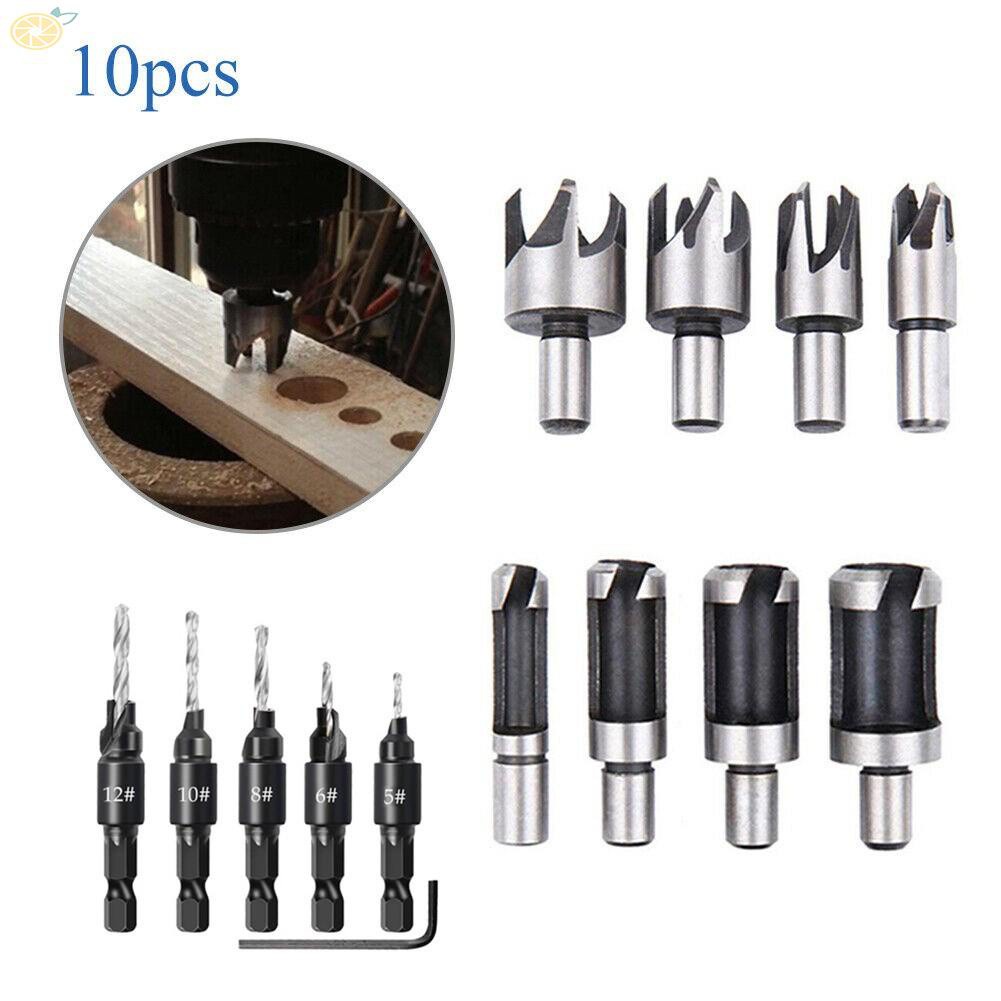 Countersink Drill Bit HSS Hex Wrench Kit Pack Set Tool Tools 10pcs/set