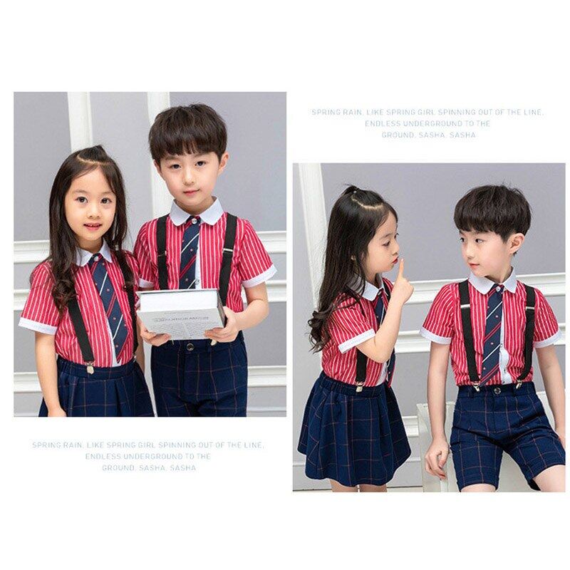 Áo Sơ Mi Cotton Ngắn Tay Họa Tiết Kẻ Sọc Thời Trang Mùa Hè Cho Trẻ Em 4-9 Tuổi