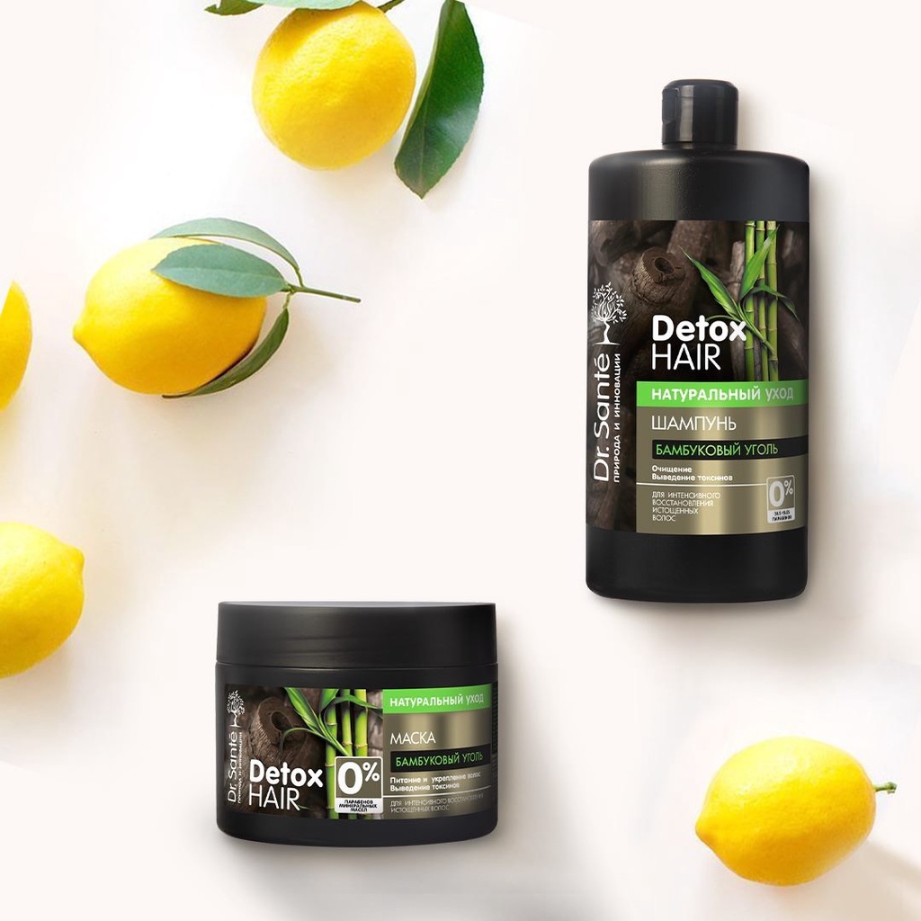 Dầu gội - Kem ủ than tre detox, làm sạch sâu, giảm bết dầu Dr.Sante Detox Hair [NHẬP KHẨU CHÍNH HÃNG 100%]