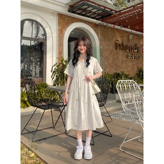 Váy babydoll dài hoa nhí thêu yiyayi
