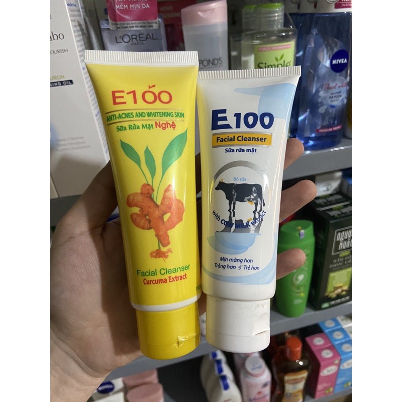 Sữa Rửa Mặt E100 tinh chất Nghệ & Sữa Bò 100g