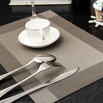Tấm lót bàn ăn cao cấp kẻ viền sang trọng trang trí bàn ăn bữa tiệc