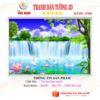 Tranh dán tường 3D phong thủy - thác nước (Kích thước theo yêu cầu)