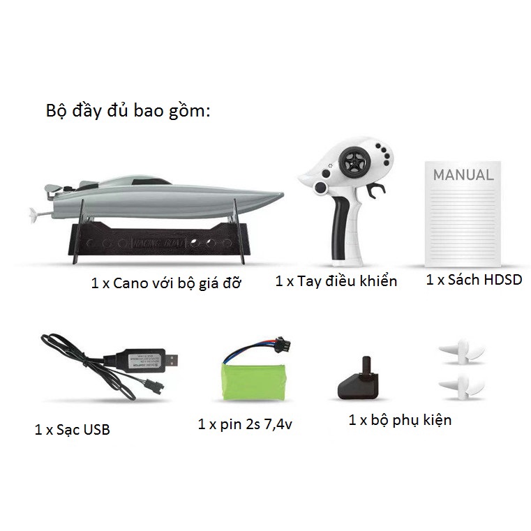 Cano Super Speed Điều Khiển Từ Xa Tốc Độ Cao 30KM/h HeYuan mô hình thuyền mẫu No.805 đồ chơi RC bản RTR