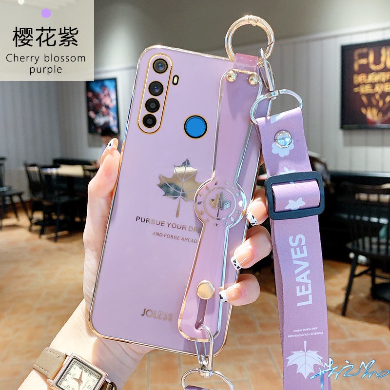 Ốp Điện Thoại Họa Tiết Lá Phong Có Dây Đeo Cổ Tay Cho Realme 8i 8 5i 5 9i Pro 7i 6i C2 C3 A1K C17 5S 4G 5G