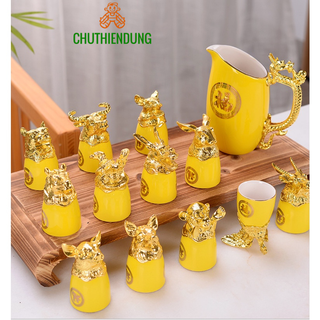 Bộ Ly 12 Con Giáp Bằng Sứ Tráng Men Cao Cấp Sang Trọng Tinh Tế Và Bền Bỉ Thích Hợp Làm Qùa Tặng