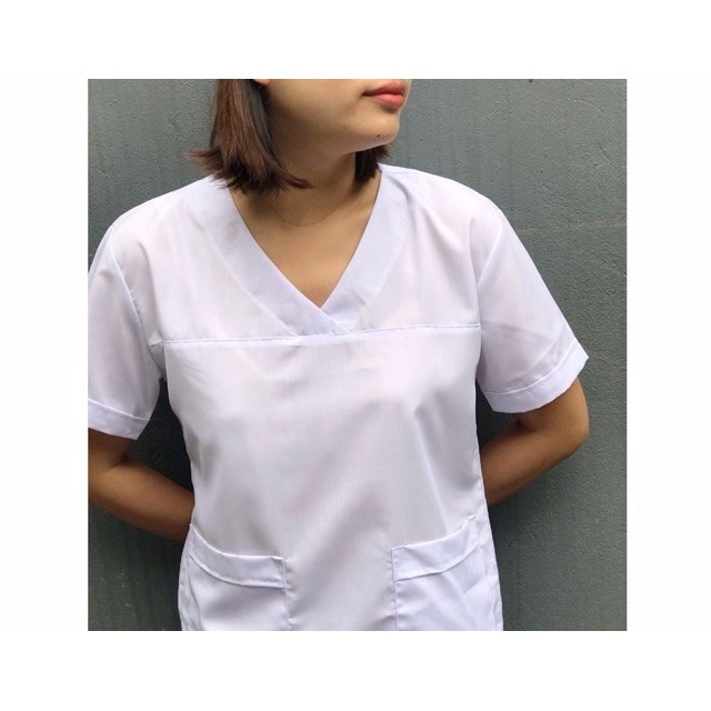 Bộ Áo Blouse Y Tá (Vạt Ngắn) Trắng Giá Sỉ Dùng Trong Bệnh Viện - Phòng Khám - Phòng Thí Nghiệm - Sinh Viên Thực Tập