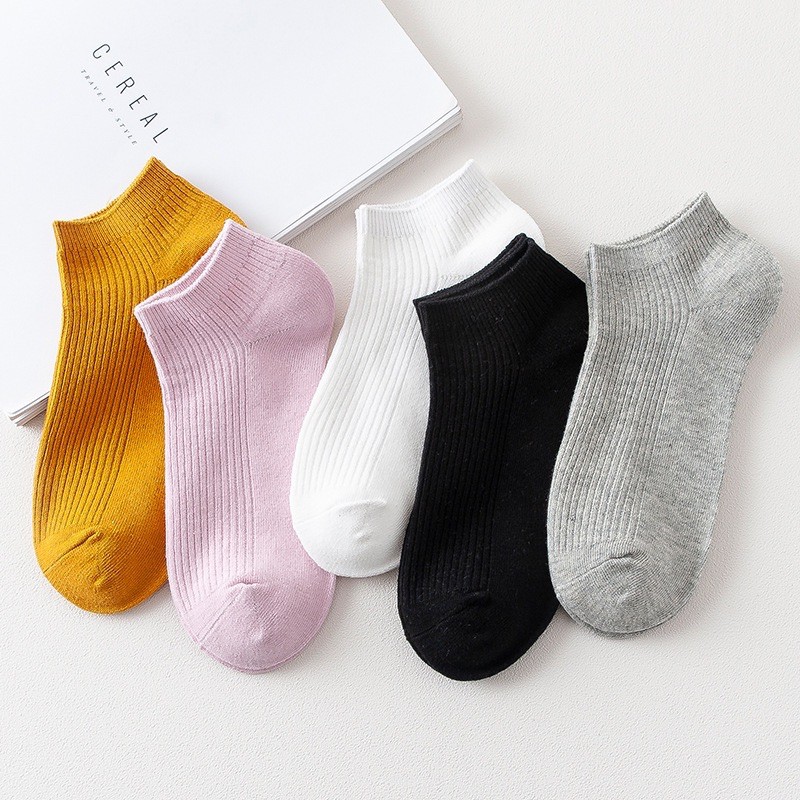Tất cổ ngắn nam nữ vớ trơn gân cố thấp SET 5 ĐÔI thời trang hàn quốc đẹp giá rẻ cotton kháng khuẩn MRSOCKS VN037