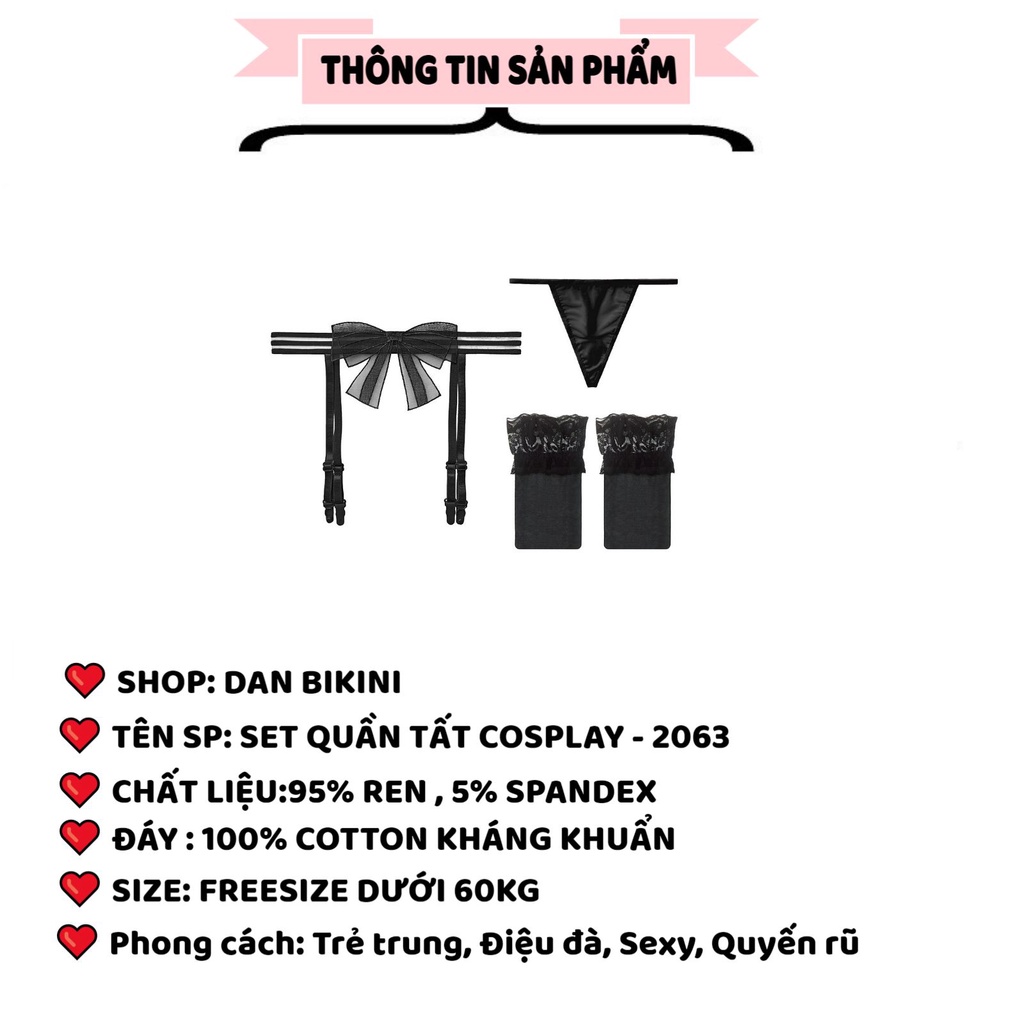 Quần Lót Lọt Khe Ren Sexy - Set Quần Lọt Khe Nữ kèm Tất và Đai cao cấp Cosplay Nhật Sexy gợi cảm MÃ 2063