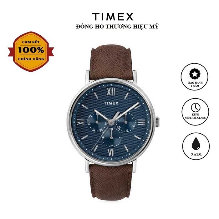 Đồng hồ Nam Timex Southview Multifunction 41mm - TW2T35100 Dây Da - Chính Hãng