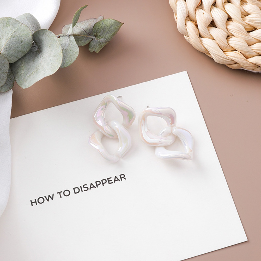 Khuyên tai hình học đính ngọc trai thời trang cho nữ