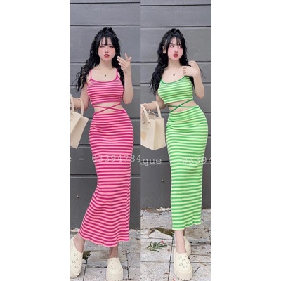 Đầm body sọc phối kiểu mới alohashop91