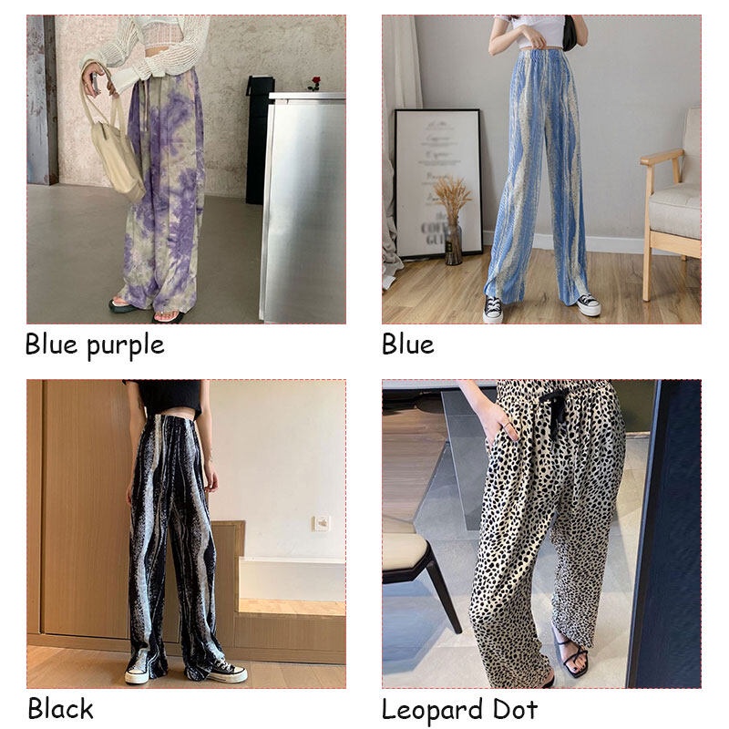 Quần hoa XINLANYASHE ống rộng tới mắt cá chân phong cách mới mùa hè năm 2021 cho nữ