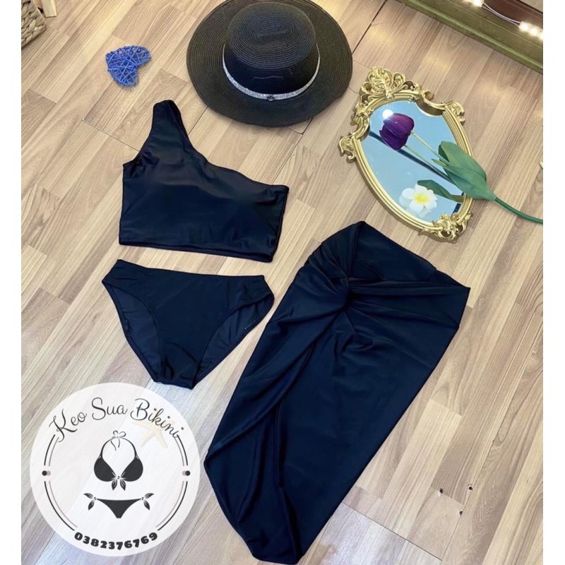 SET BIKINI 3 CHI TIẾT LỆCH VAI VÁY NHÚN CHE BỤNG CỰC CHẤT | BigBuy360 - bigbuy360.vn