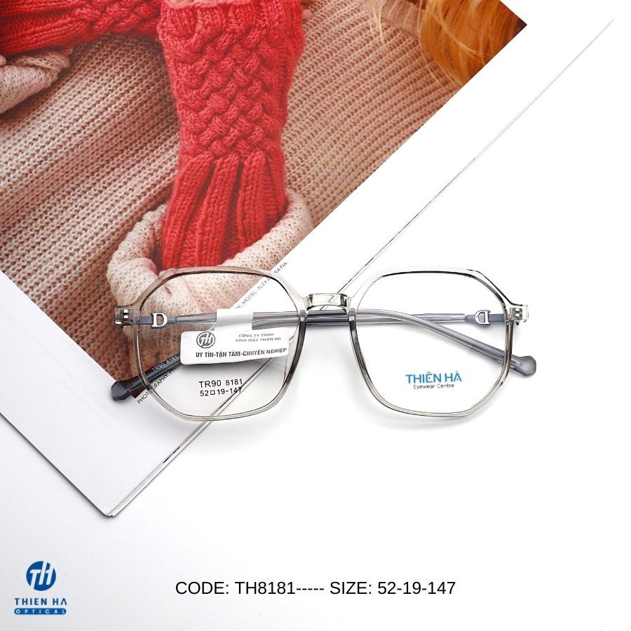 Gọng kính nhựa Thienha Eyewear TH8181, gọng kính cận đa giác thiết kế lạ mắt siêu nhẹ, nhiều màu, phong cách Hàn Quốc