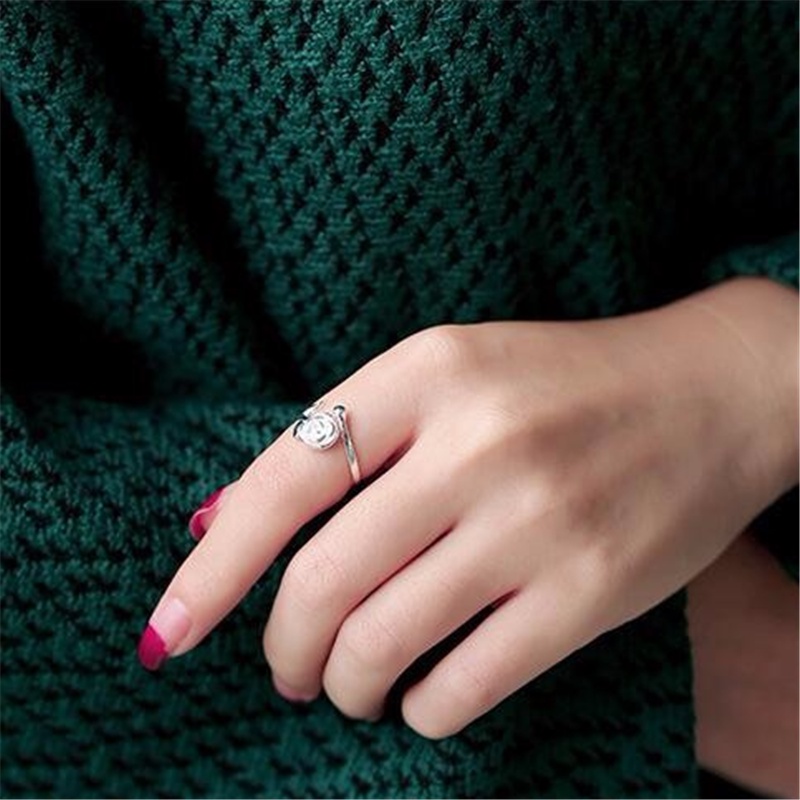 Nhẫn Bạc 925 Họa Tiết Hoa Hồng Và Lá Thời Trang CR252