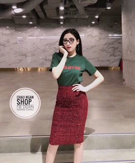 Chân Váy Ôm Kim Sa Lưng Cao