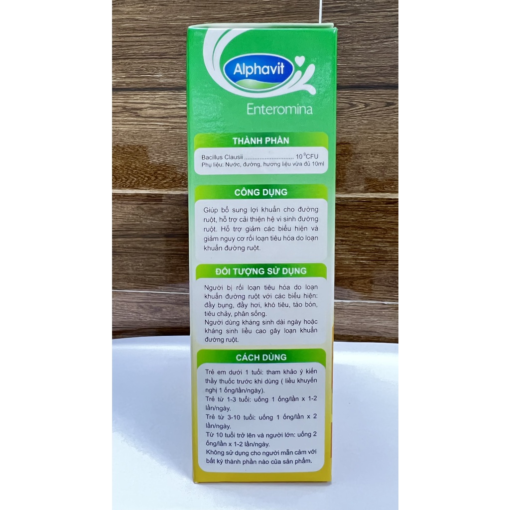 Men vi sinh Enteromina Alphavit giúp bé tiêu hóa tốt,hấp thu dinh dưỡng,giảm táo bón,tiêu chảy.suckhoechomoinha