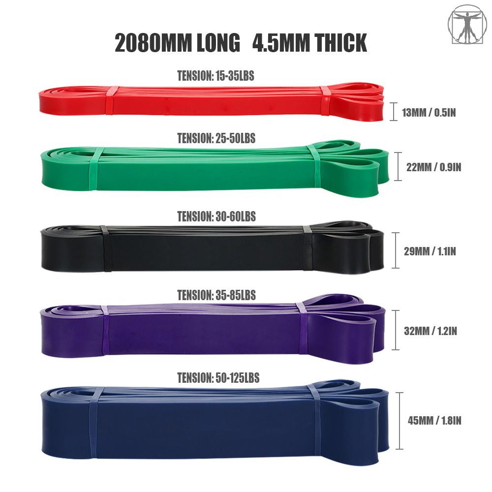 208cm Resistance Loop Band Natural Latex Yoga Strength Training Stretch Band Home Gym Fitness Exercise Workout Elastic Band with Carry Bag