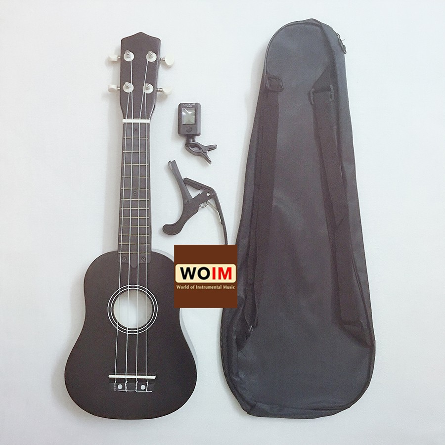 Đàn Ukulele Soprano Size 21 Inch Woim 35A15 tặng kèm capo nâng tông + bao vải thời trang + máy lên dây