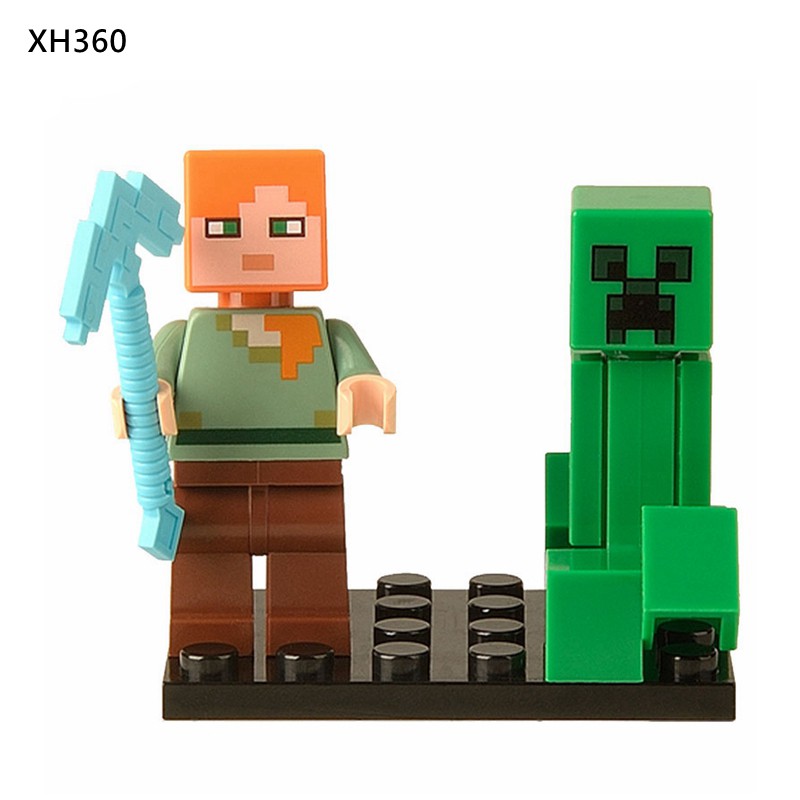 Mô Hình Lắp Ráp Nhân Vật Game Minecraft Cho Trẻ Em Alex Steve Zombie Skeleton Creeper X0127
