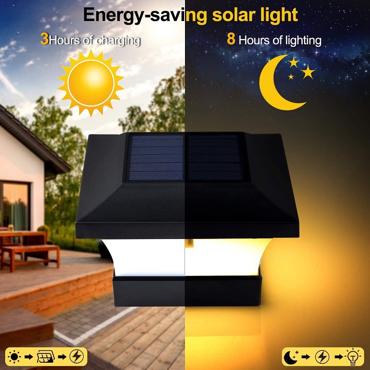 Đèn năng lượng mặt trời trụ cổng tường rào cao cấp 12 led siêu sáng