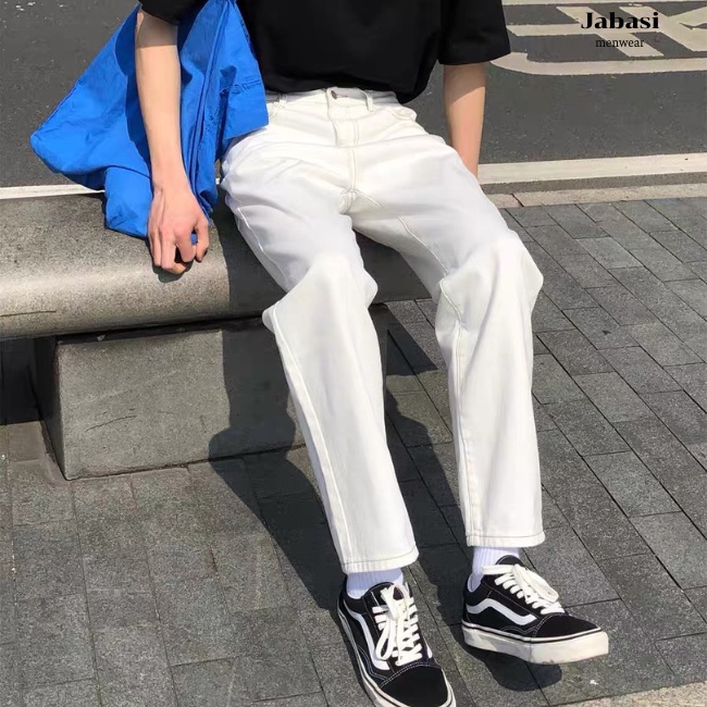 Quần jean nam đen ,trắng chất bò dáng baggy xuông đứng jeans, ống suông